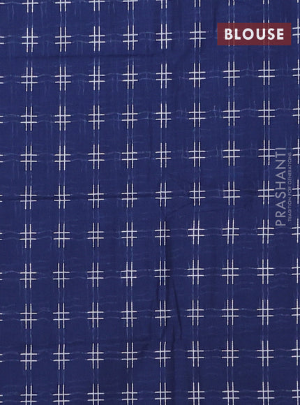 Chettinad cotton saree grey and navy blue with plain body and thread woven border