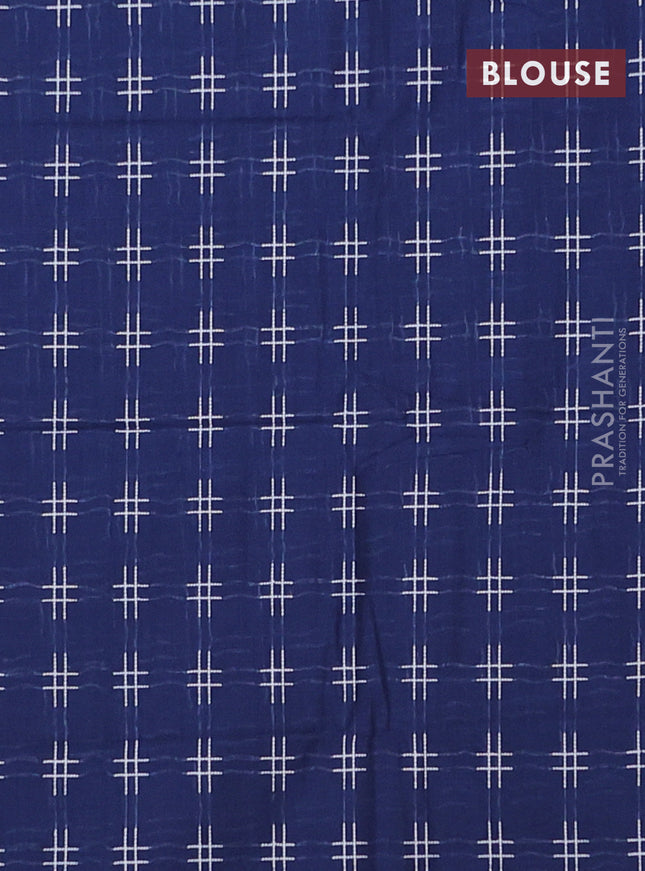 Chettinad cotton saree grey and navy blue with plain body and thread woven border