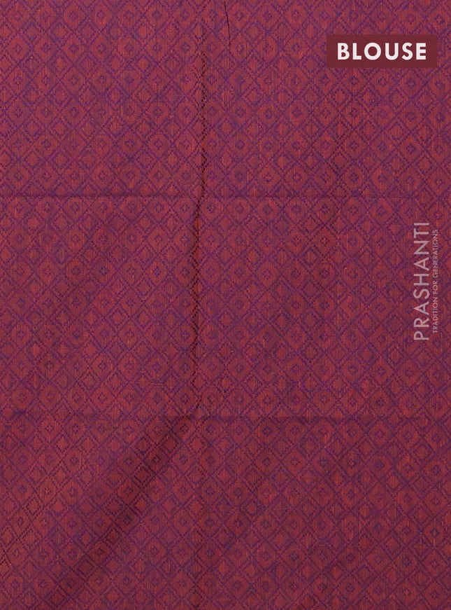 Chettinad cotton saree mustard green and magenta pink with thread woven buttas and temple design simple border