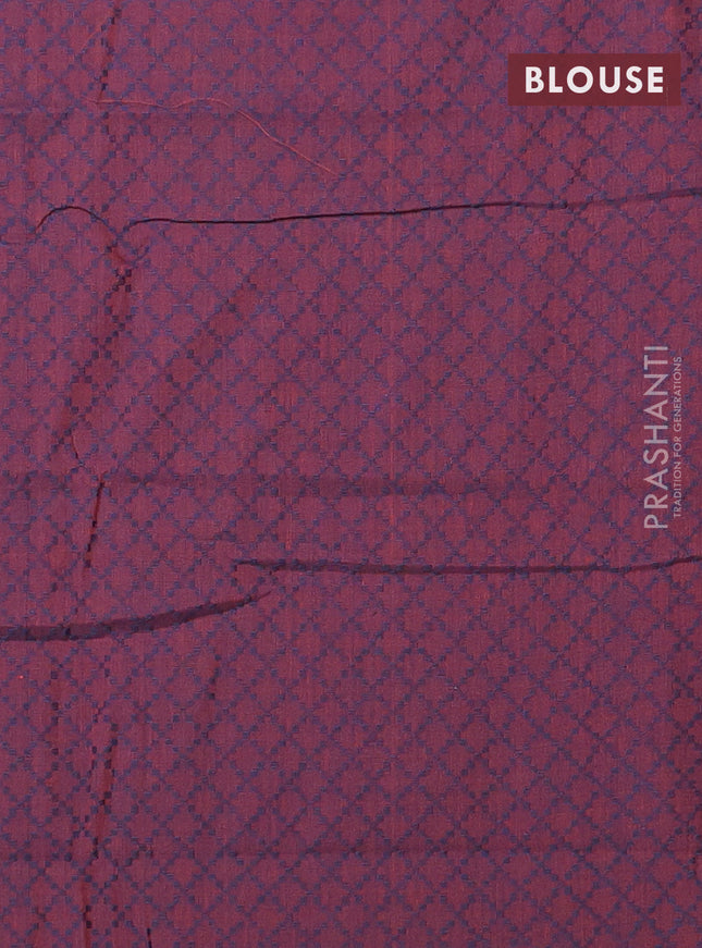 Chettinad cotton saree pastel brown and deep maroon with plain body and long thread woven border