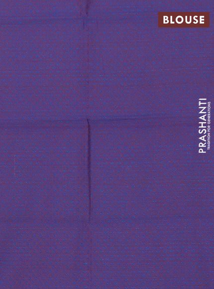 Chettinad cotton saree blue and purple with plain body and long thread woven border
