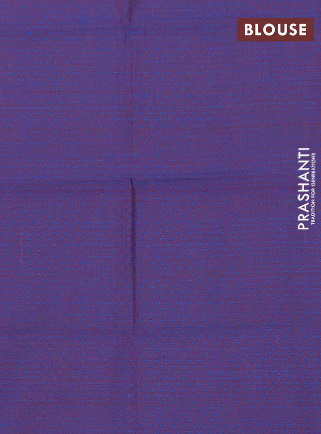 Chettinad cotton saree blue and purple with plain body and long thread woven border