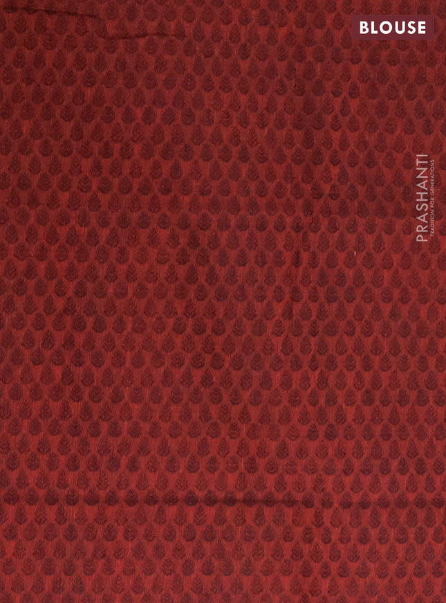 Chettinad cotton saree peacock green and maroon with palin body and long thread woven border