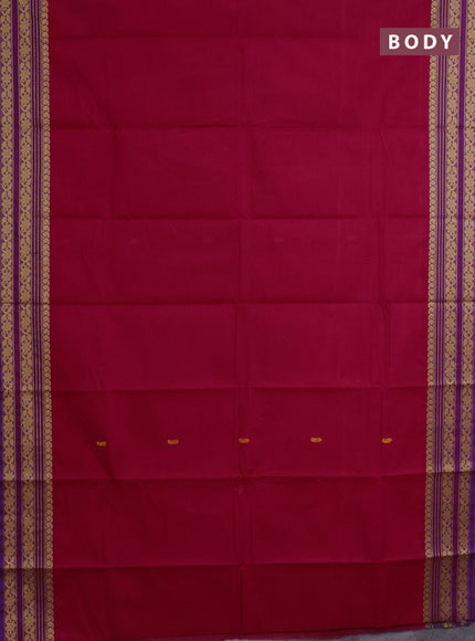 Chettinad cotton saree pink and purple with thread woven buttas and thread woven border