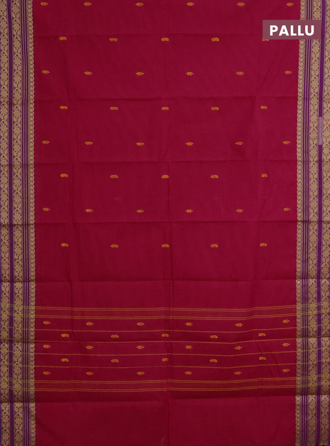 Chettinad cotton saree pink and purple with thread woven buttas and thread woven border