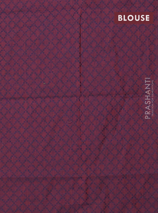 Chettinad cotton saree pastel brown and brown with allover checked pattern & thread woven buttas and temple design rettapet border