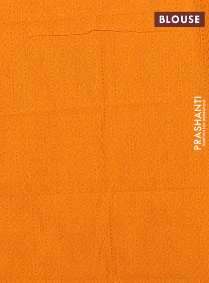 Chettinad cotton saree dual shade of magenta pink and orange with thread woven buttas and temple design simple border