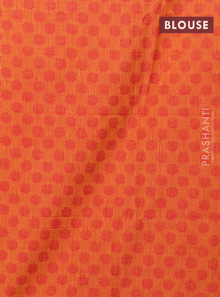 Chettinad cotton saree magenta pink and sunset orange with thread woven buttas and temple design simple border