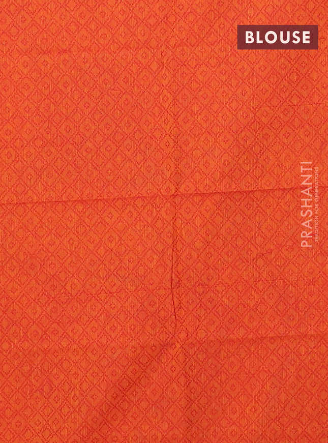 Chettinad cotton saree maroon and sunset orange with thread woven buttas and temple design simple border
