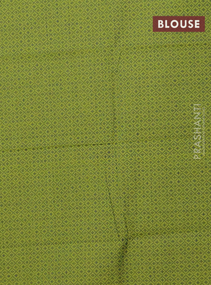 Chettinad cotton saree beige and green with thread woven buttas and thread woven border