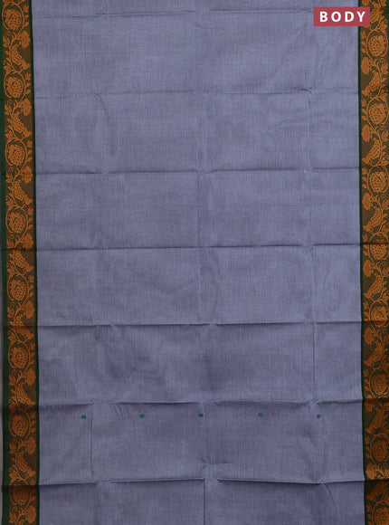 Chettinad cotton saree grey and green with thread woven buttas and thread woven border