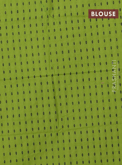 Chettinad cotton saree beige and green with thread woven buttas and thread woven border