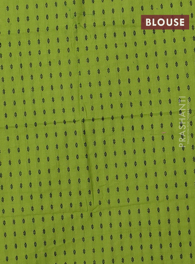 Chettinad cotton saree beige and green with thread woven buttas and thread woven border