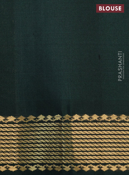 Pure soft silk saree purple and bottle green with zari woven buttas and zari woven border