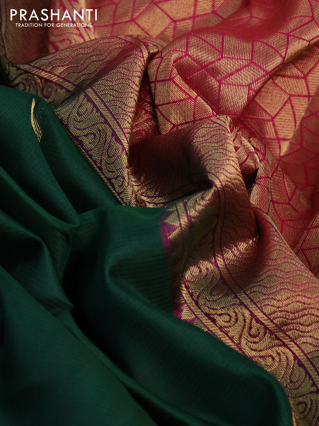 Pure soft silk saree green and pink with zari woven buttas and zari woven checked border