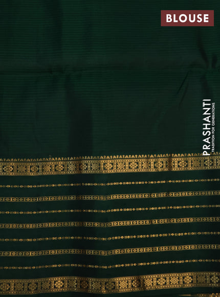 Pure soft silk saree peach pink and dark green with allover zari woven buttas and zari woven border