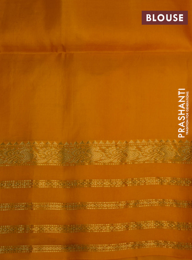 Pure soft silk saree purple and mango yellow with allover zari weaves & buttas and zari woven border