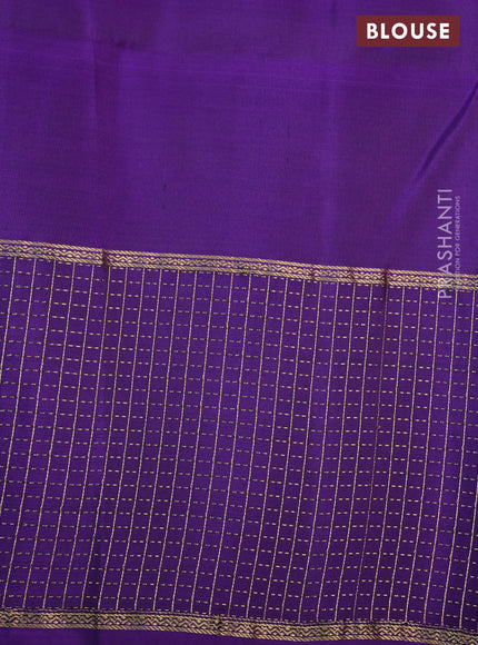 Pure soft silk saree peach shade and violet with zari woven buttas and zari woven checked border