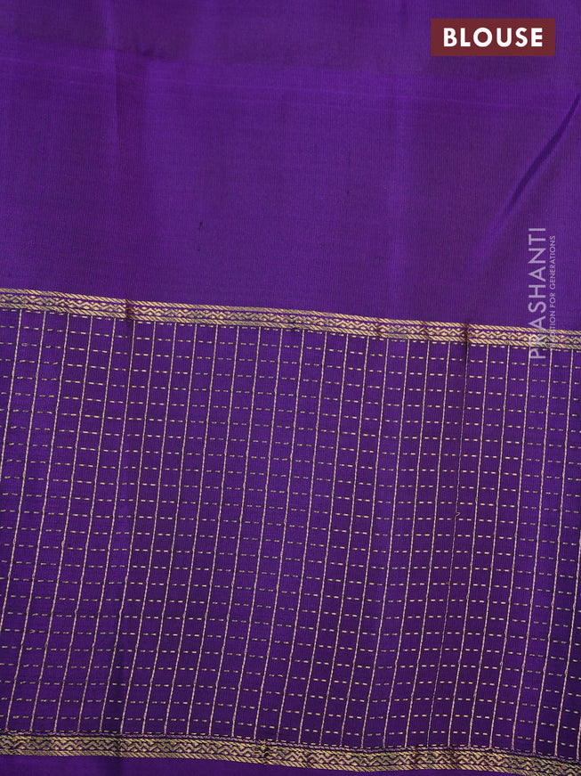 Pure soft silk saree peach shade and violet with zari woven buttas and zari woven checked border
