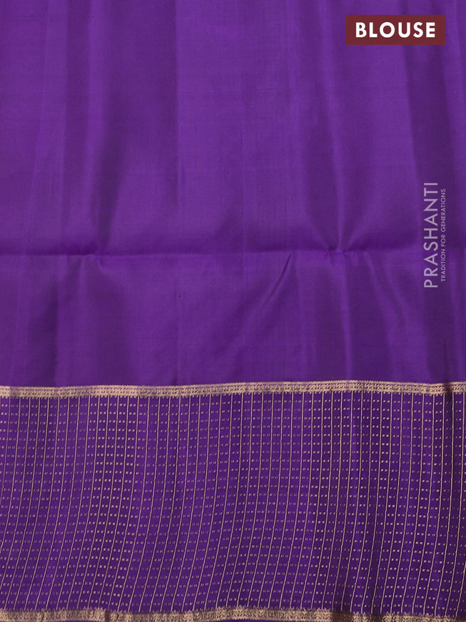 Pure soft silk saree lime yellow and violet with zari woven buttas and zari woven checked border