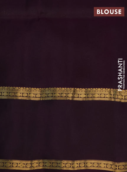 Pure soft silk saree fluorescent green and deep purple with allover zari woven buttas and rettapet zari woven border