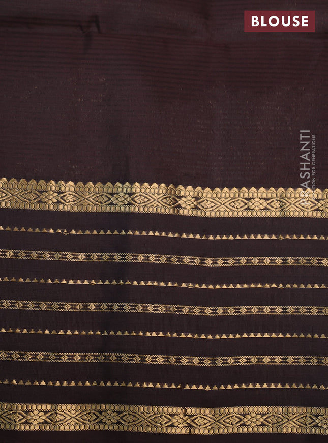 Pure soft silk saree orange and coffee brown with allover zari woven buttas and zari woven border