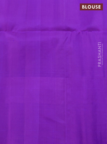 Pure soft silk saree dual shade of blue and violet with allover zari woven brocade pattern and zari woven border