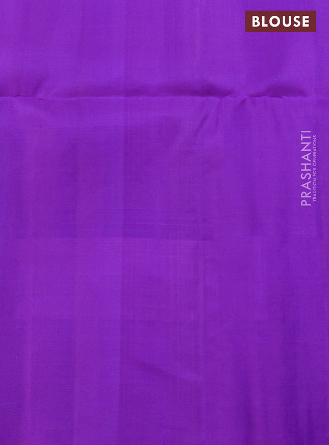 Pure soft silk saree dual shade of blue and violet with allover zari woven brocade pattern and zari woven border