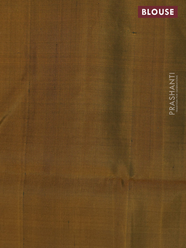 Pure soft silk saree dark green and dark mustard with allover zari woven brocade pattern and zari woven border