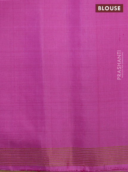 Pure soft silk saree green and pink with annam & rudhraksha zari woven buttas and zari woven border