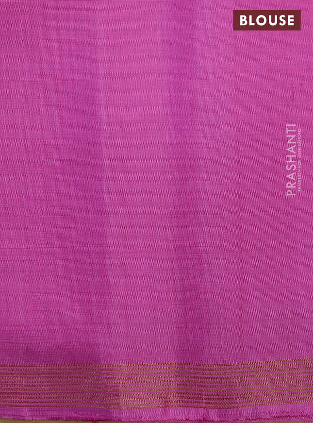 Pure soft silk saree green and pink with annam & rudhraksha zari woven buttas and zari woven border