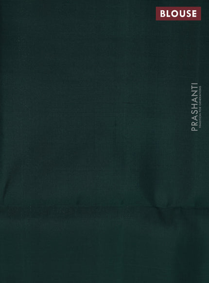 Pure soft silk saree dark green with thread & zari weaves in borderless style