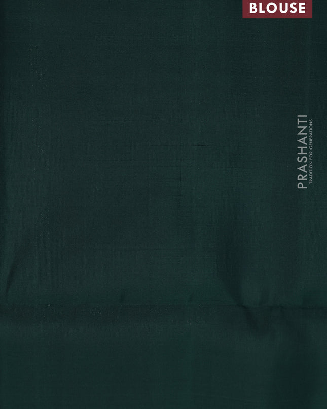 Pure soft silk saree dark green with thread & zari weaves in borderless style