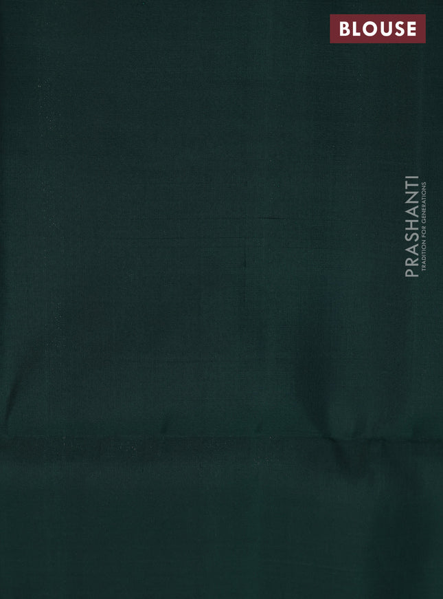 Pure soft silk saree dark green with thread & zari weaves in borderless style