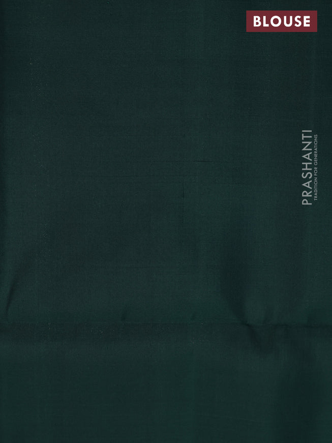Pure soft silk saree dark green with thread & zari weaves in borderless style