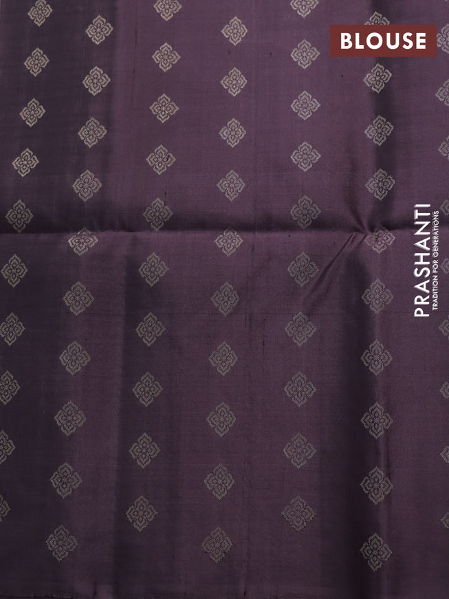 Pure soft silk saree light green and jamun shade with allover zari weaves in borderless style