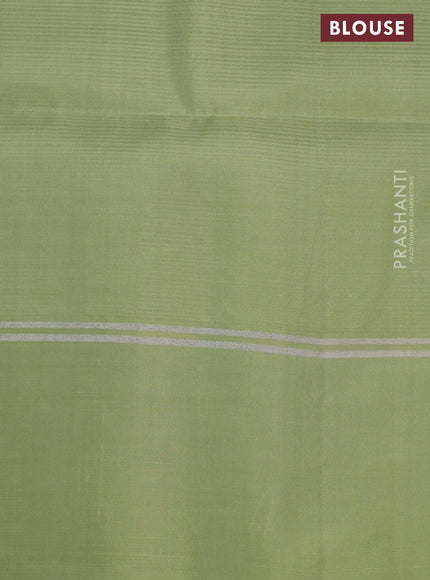 Pure soft silk saree red and pista green with allover zari weaves & buttas and zari woven simple border