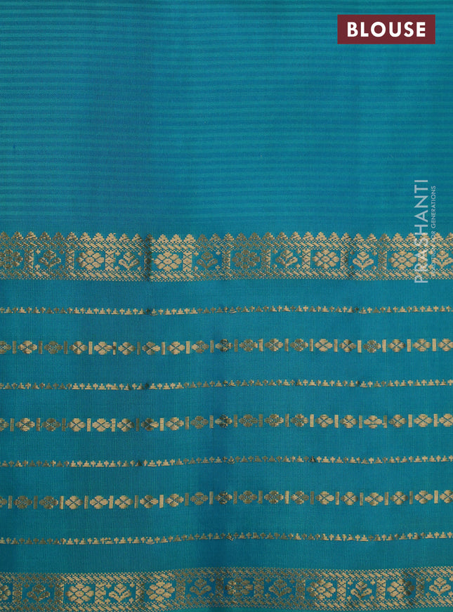 Pure soft silk saree mustard yellow and teal blue with zari wovenn buttas and zari woven border