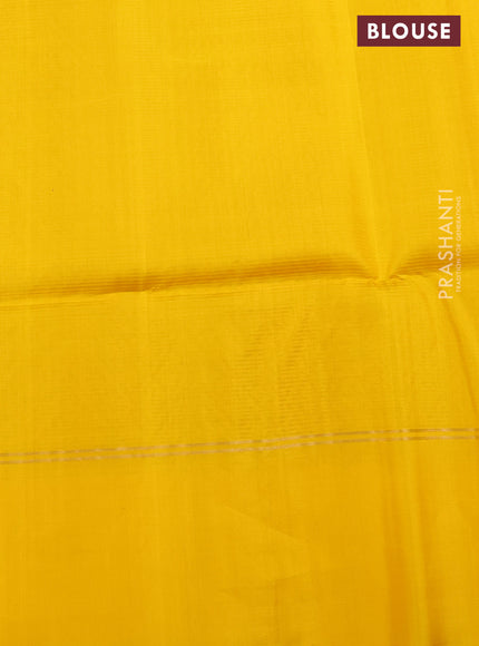 Pure soft silk saree pink and yellow with allover silver & gold zari weaves and zari woven simple border