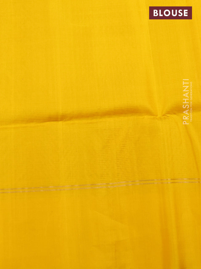 Pure soft silk saree pink and yellow with allover silver & gold zari weaves and zari woven simple border