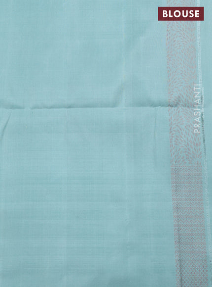 Pure soft silk saree pastel green shade with allover thread & zari woven brocade weaves and long woven border