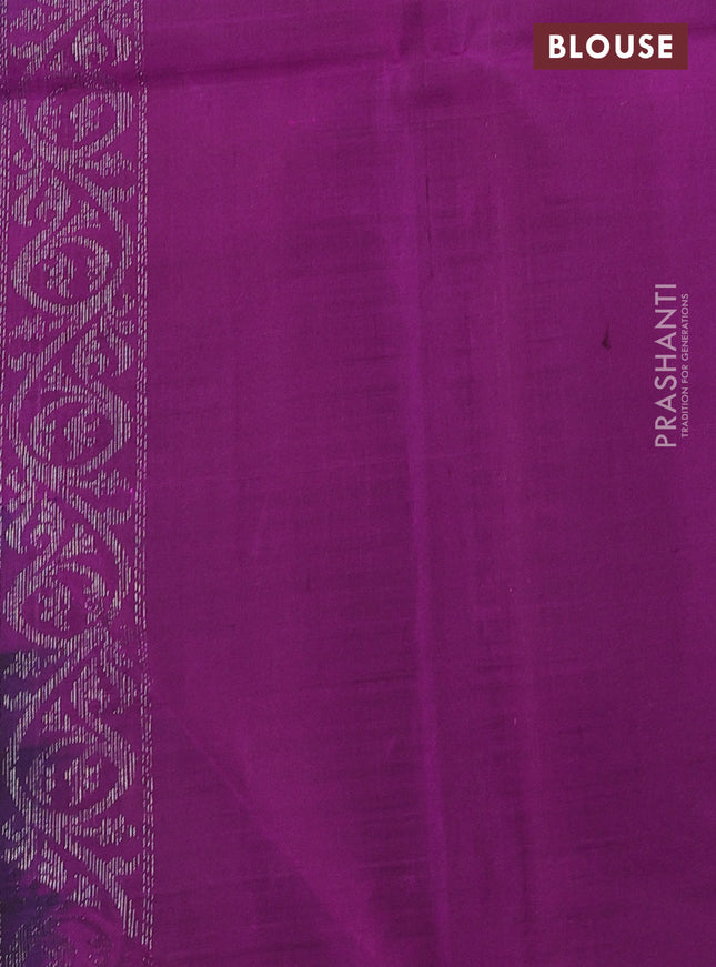 Pure soft silk saree purple with allover thread & silver zari weaves in borderless style
