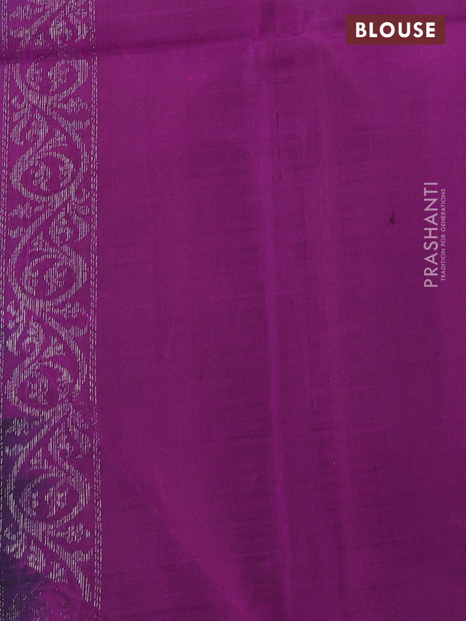 Pure soft silk saree purple with allover thread & silver zari weaves in borderless style