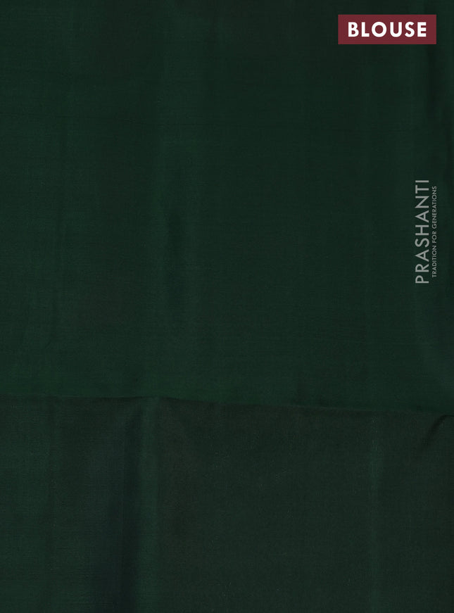 Pure soft silk saree green with zari woven buttas in borderless style