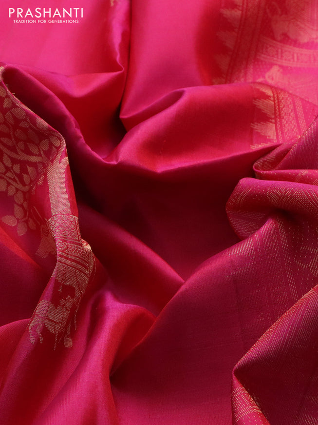 Pure soft silk saree pink with pichwai design zari woven buttas in borderless style