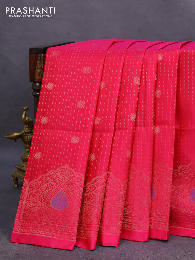 Pure soft silk saree pink with allover zari weaves and rich zari woven border