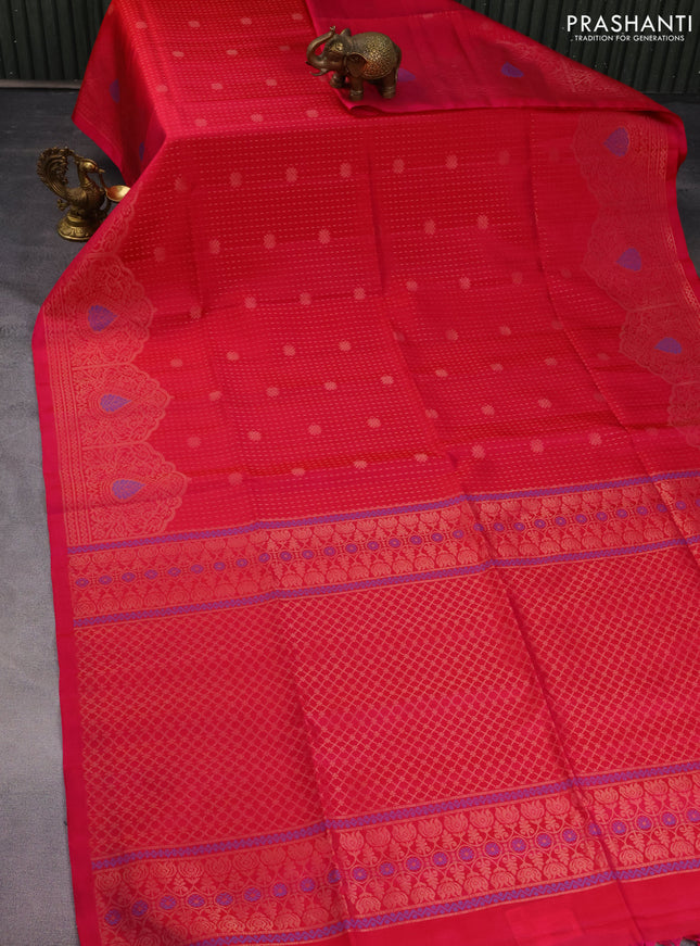 Pure soft silk saree pink with allover zari weaves and rich zari woven border