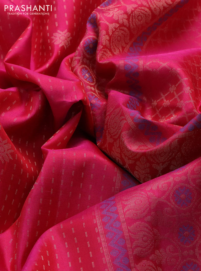 Pure soft silk saree pink with allover zari weaves and rich zari woven border