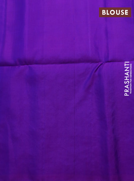 Pure soft silk saree dual shade of bluish green and dual shade of purple with zari woven buttas and long rich zari woven border