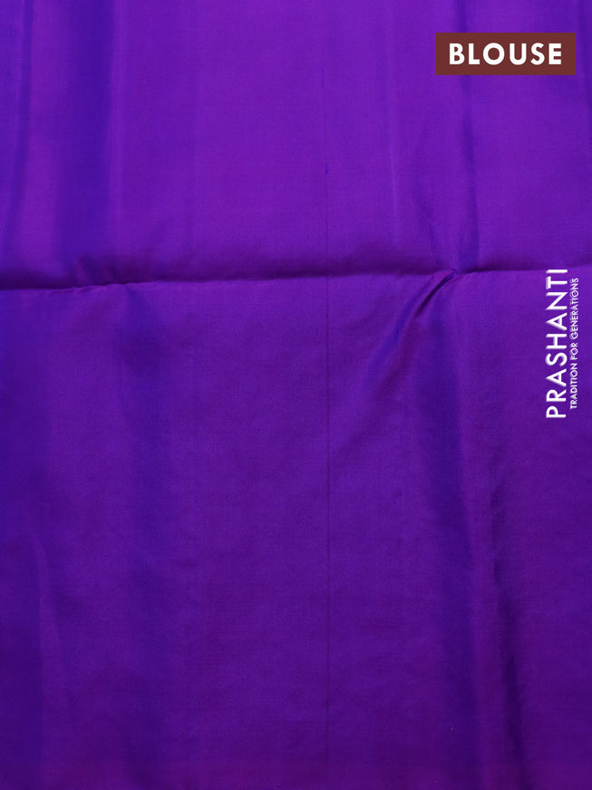 Pure soft silk saree dual shade of bluish green and dual shade of purple with zari woven buttas and long rich zari woven border